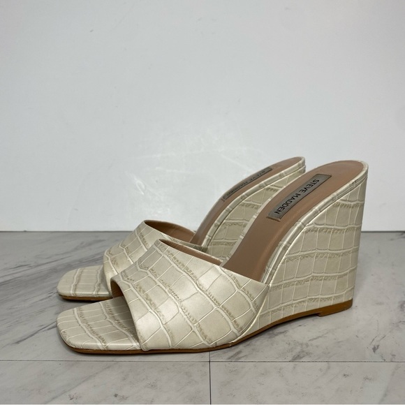 Steve Madden Veles Bone Croc Faux Leather Wedge Heel 9 1/2 - Picture 12 of 12